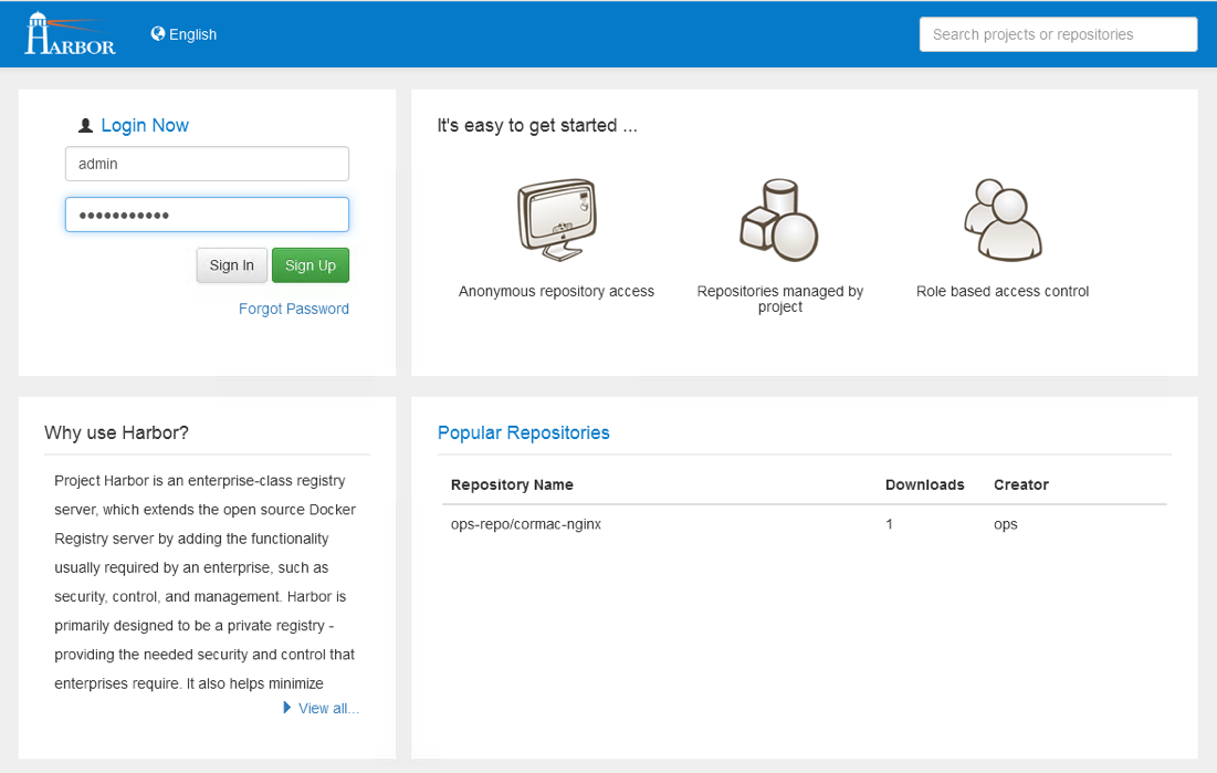 harbor - login screen